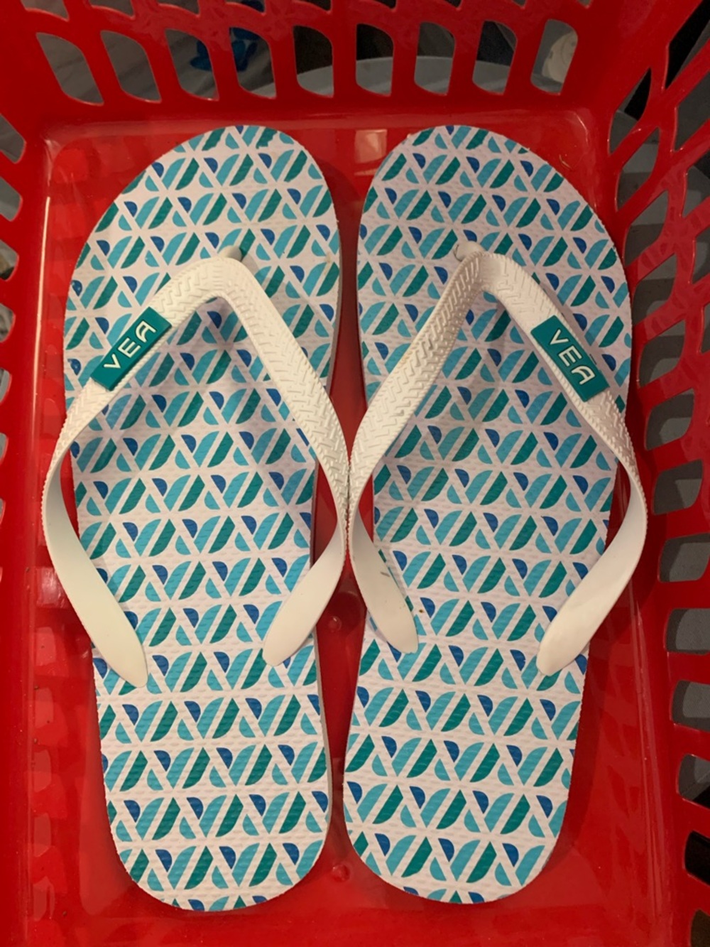 VEA Teal Blue & White Flip Flop Thong Sandals
